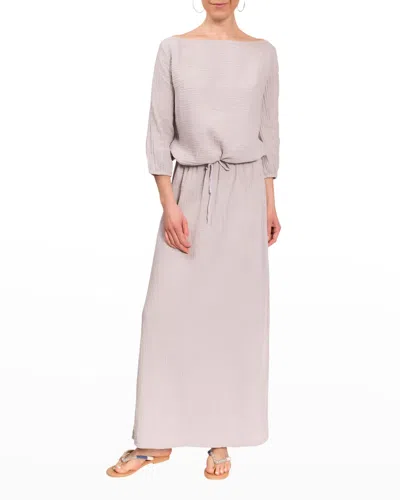Everyday Ritual Aria Drawstring Cotton Gauze Maxi Skirt In Gray