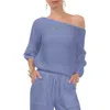 Everyday Ritual Penny Off The Shoulder Lounge Top In Stonewash Blue