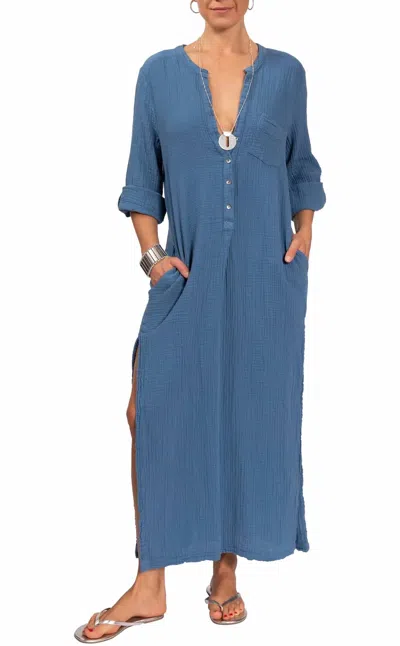 Everyday Ritual Tracey Caftan Dress In Denim In Blue