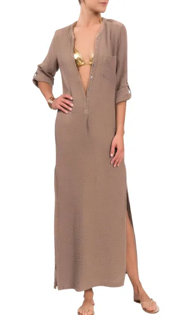 Everyday Ritual Tracey Caftan Dress In Mushroom In Brown