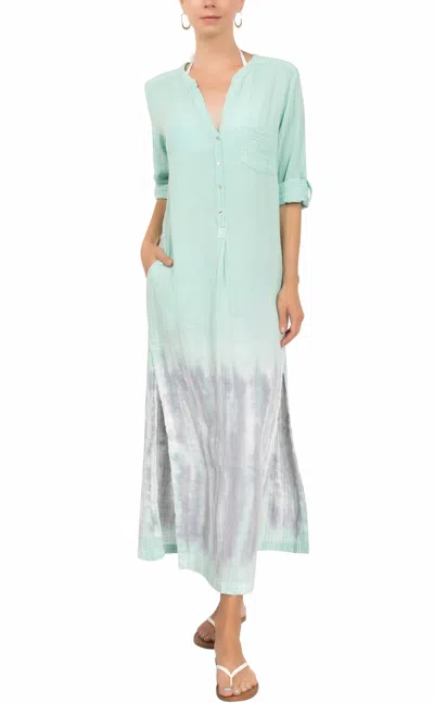 Everyday Ritual Tracey Caftan Dress In Tie Dye Seafoam In Blue