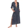 Everyday Ritual Tracey Striped Long Coverup Dress In Midnight Stripe