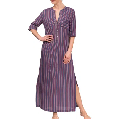 Everyday Ritual Tracey Cotton Caftan In Purple Grey