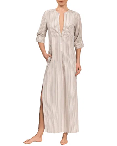 Everyday Ritual Tracy Stripe Coverup Linen Kaftan In Barcelona Lurex Linen