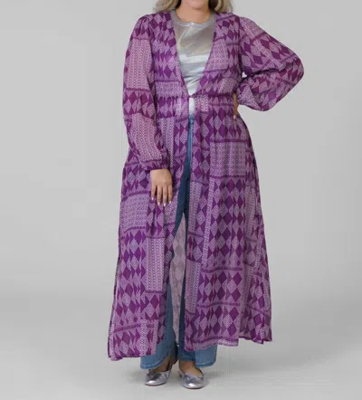 Everyday Ritual Trish Long Duster - Plus In Grape Magadascar In Purple
