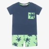EVERYTHING MUST CHANGE BOYS BLUE & GREEN COTTON SHORTS SET