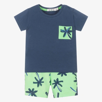 Everything Must Change Babies' Boys Blue & Green Cotton Shorts Set