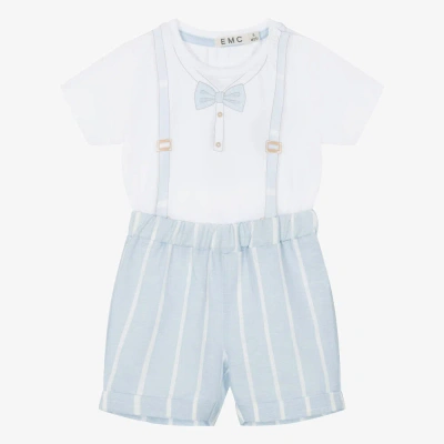 Everything Must Change Babies' Boys Blue Cotton & Linen Shorts Set