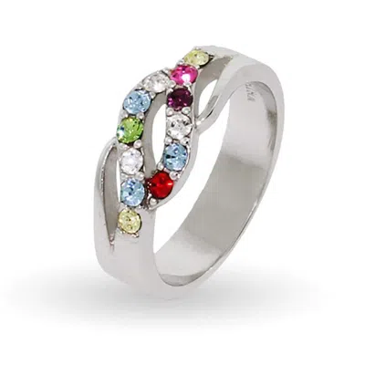 Evesaddiction 12 Stone Silver Waves Of Love Family Ring In Metallic