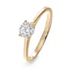 Evesaddiction 14k Gold 5mm Round Brilliant Cut Solitaire Cz Engagement Ring In Gold