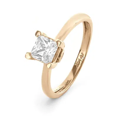 Evesaddiction 14k Gold 6mm Princess Cut Solitaire Cz Engagement Ring