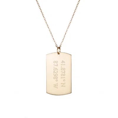 Evesaddiction 14k Gold Coordinate Dog Tag-horz. 2 Line Coordinate - 18 Inches