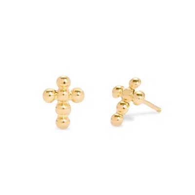 Evesaddiction 14k Gold Cross Stud Earrings