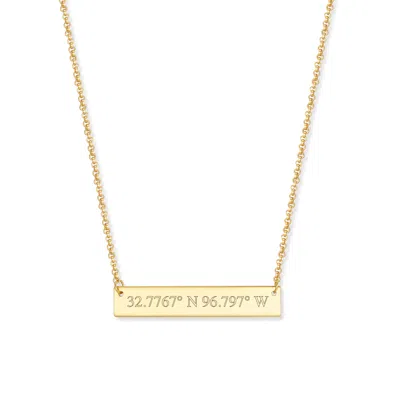 Evesaddiction 14k Gold Custom Coordinates Bar Necklace - 16 Inches