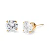 Evesaddiction 14k Gold Filled Round Diamond Cz 6mm Stud Earrings In White