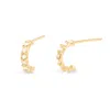 Evesaddiction 14k Gold Half Cz Hoop Earrings In Gold