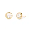 Evesaddiction 14k Gold Round Bezel Cz 5mm Stud Earrings In Gold