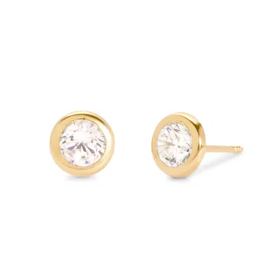 Evesaddiction 14k Gold Round Bezel Cz 5mm Stud Earrings