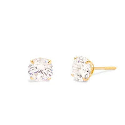 Evesaddiction 14k Gold Round Diamond Cz 5mm Stud Earrings