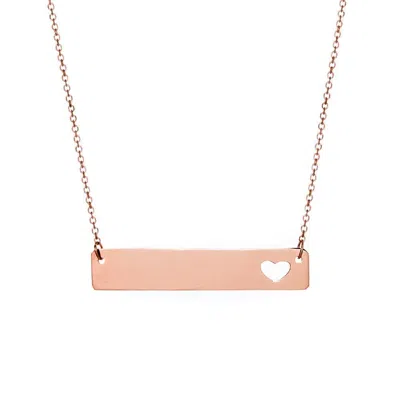 Evesaddiction 14k Rose Gold Name Bar With Heart Cut Out