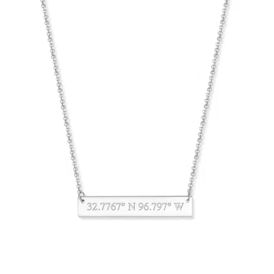 Evesaddiction 14k White Gold Custom Coordinate Bar Necklace - 18 Inches