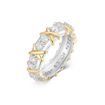 Evesaddiction 16 Stone Two Tone X Ring - 9