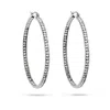 Evesaddiction 2" Inside Out Cz Hoop Earrings In Silver