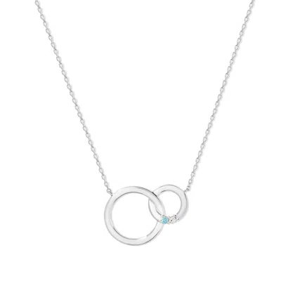 Evesaddiction 2 Stone Silver Interlocking Circle Eternity Birthstone Necklace