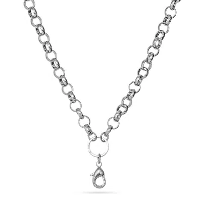 Evesaddiction 20" Rhodium Round Link Chain For Floating Lockets In Silver