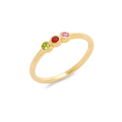 Evesaddiction 3 Stone Gold Bezel Set Birthstone Ring