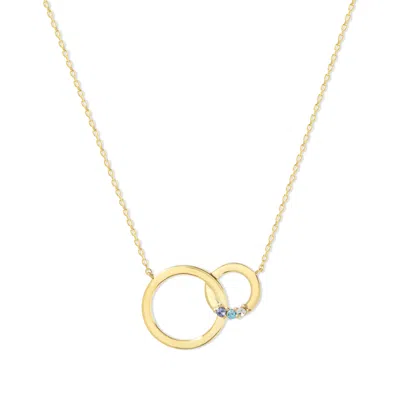 Evesaddiction 3 Stone Gold Interlocking Circle Eternity Birthstone Necklace