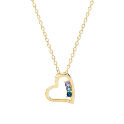 Evesaddiction 3 Stone Gold Petite Heart Birthstone Pendant