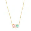 Evesaddiction 3 Stone Gold Petite Oval Birthstone Necklace In Multi