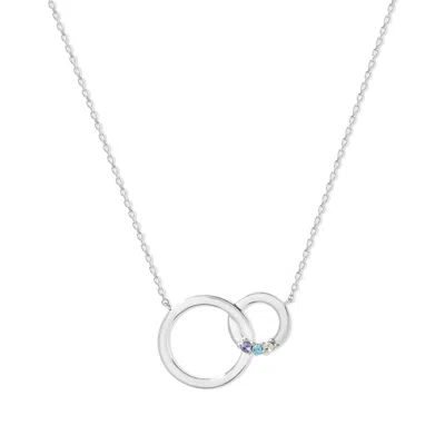 Evesaddiction 3 Stone Silver Interlocking Circle Eternity Birthstone Necklace