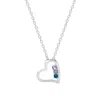 Evesaddiction 3 Stone Silver Petite Heart Birthstone Pendant In Silver
