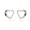 Evesaddiction 3 Stone Sterling Silver Austrian Crystal Birthstone Stud Earrings In Silver
