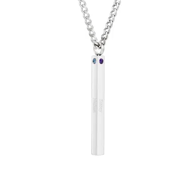 Evesaddiction 4 Stone Engravable Birthstone Tag Pendant In Silver