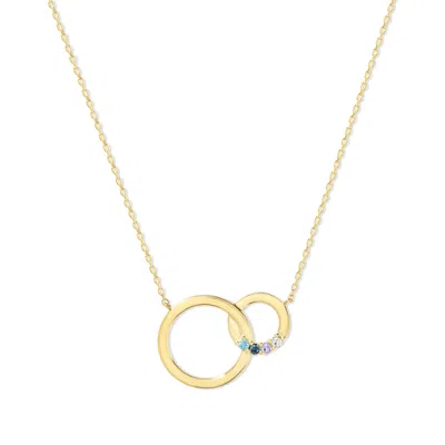 Evesaddiction 4 Stone Gold Interlocking Circle Eternity Birthstone Necklace