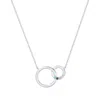 Evesaddiction 4 Stone Silver Interlocking Circle Eternity Birthstone Necklace In Silver