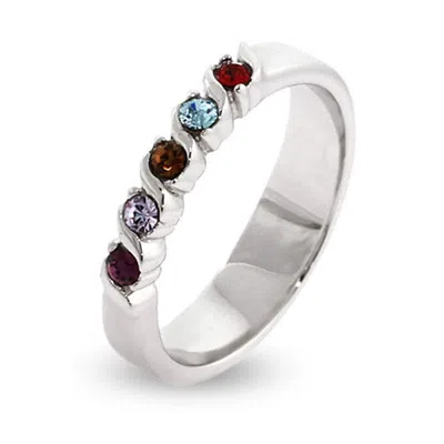 Evesaddiction 5 Stone Cubic Zirconia Birthstone Ring In Metallic