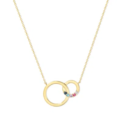 Evesaddiction 5 Stone Gold Interlocking Circle Eternity Birthstone Necklace
