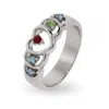 Evesaddiction 5 Stone Sterling Silver Heart Mother's Ring With Custom Birthstones In Metallic