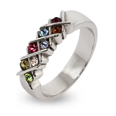 Evesaddiction 8 Stone Sterling Silver Custom Birthstone Mother's Ring In Metallic