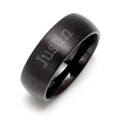 Evesaddiction 8mm Brushed Finish Black Comfort Fit Tungsten Ring