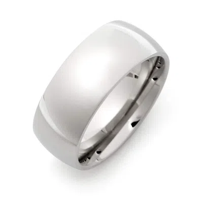 Evesaddiction 9mm Stainless Steel Wedding Band In Silver