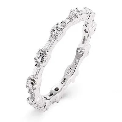 Evesaddiction Baguette And Brilliant Cut Cz Stackable Ring In Metallic