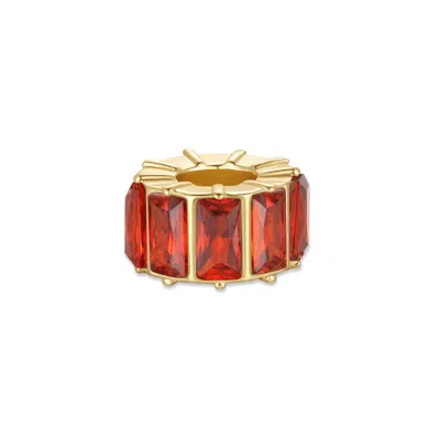 Evesaddiction Baguette Birthstone Bead Spacer In Red