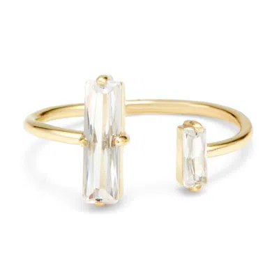 Evesaddiction Baguette Cz Gold Stackable Cuff Ring