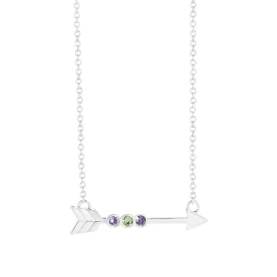 Evesaddiction Birthstone Arrow Necklace - Silver / 3 In Metallic
