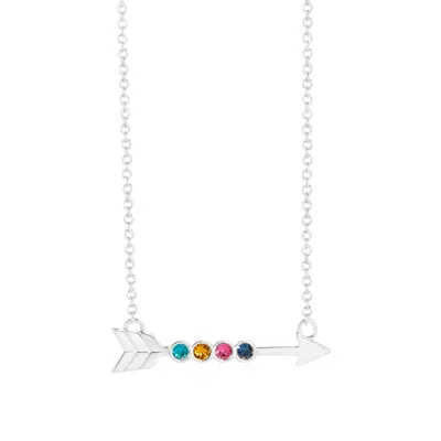 Evesaddiction Birthstone Arrow Necklace - Silver / 4 In Metallic